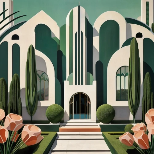 art deco,art deco background,art deco woman,art deco ornament,art deco border,art deco frame,travel poster,art deco wreaths,palm house,church painting,art nouveau design,mid century modern,casablanca,mosques,gaudí,the palm house,beautiful buildings,vintage illustration,deco,conservatory,Illustration,Vector,Vector 18