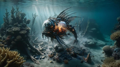 ocean underwater,god of the sea,sea life underwater,lion fish,aquaman,the bottom of the sea,coral guardian,undersea,under the sea,sea god,deep sea nautilus,under sea,underwater fish,underwater landscape,nautilus,underwater background,bottom of the sea,pterois,underwater world,lionfish