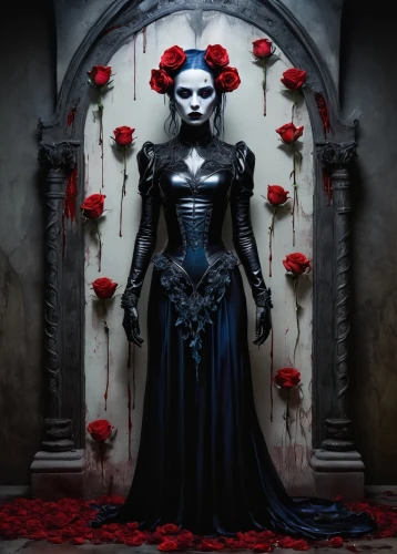 widow flower,gothic woman,gothic portrait,widow,gothic fashion,dead bride,way of the roses,vampire woman,queen of hearts,sepulchre,dark gothic mood,black rose,porcelain rose,vampire lady,with roses,mortuary temple,gothic style,gothic dress,gothic,dance of death,Conceptual Art,Graffiti Art,Graffiti Art 12