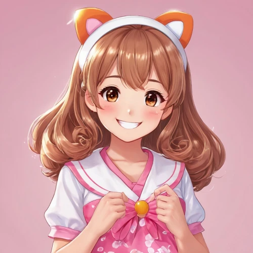 mikuru asahina,miku maekawa,cat kawaii,kawaii,nyan,honmei choco,cat ears,kawaii girl,peach color,nora,japanese kawaii,azuki bean,himuto,cocoa,vicuña,honoka,kawaii panda,ayu,cute clothes,pink bow,Illustration,Japanese style,Japanese Style 01