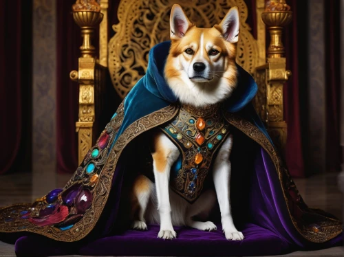 emperor,chinese imperial dog,regal,king caudata,royalty,imperial coat,grand duke,the throne,royal,dogecoin,welschcorgi,throne,the ruler,monarchy,imperator,corgi,prince,king,heraldic animal,shiba,Illustration,American Style,American Style 06