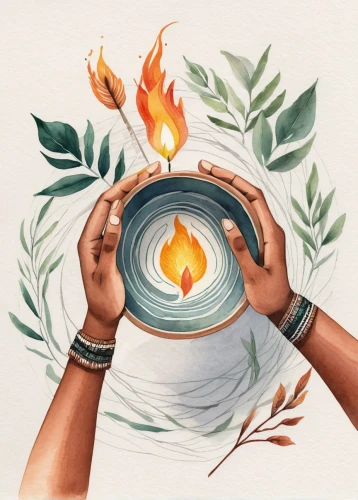 coffee tea illustration,fire ring,shabbat candles,fire artist,hands holding plate,burning candle,tealight,five elements,incenses,healing hands,pentecost,tea light,fire and water,campfire,ayurveda,candlemaker,torch-bearer,firepit,burning candles,dharma wheel,Illustration,Japanese style,Japanese Style 09