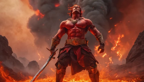 hellboy,splitting maul,barbarian,maul,darth maul,red chief,fire devil,lake of fire,magma,fire master,fire background,warlord,pillar of fire,sparta,devil,inferno,burning earth,the warrior,death god,deadpool,Photography,General,Cinematic