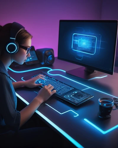 computer desk,girl at the computer,lan,wireless headset,gamer zone,computer workstation,consoles,headset,computer game,desk,monitors,blur office background,computer room,3d render,gamer,lures and buy new desktop,computer addiction,desktop computer,gaming,mobile video game vector background,Conceptual Art,Daily,Daily 12