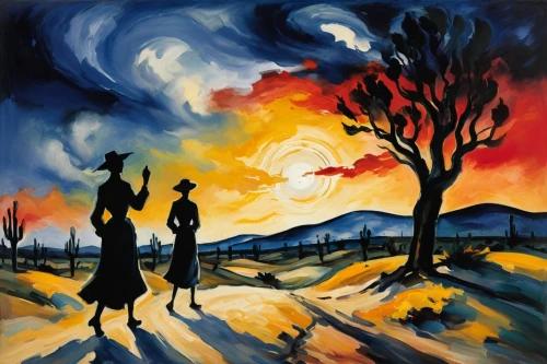 pilgrims,country-western dance,woman walking,night scene,women silhouettes,khokhloma painting,ballroom dance silhouette,loving couple sunrise,oil painting on canvas,indigenous painting,jazz silhouettes,dancing couple,travelers,fire dance,art painting,oil painting,the pied piper of hamelin,walk with the children,dancers,glass painting,Art,Artistic Painting,Artistic Painting 37