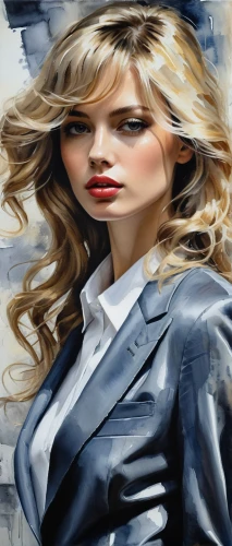 photo painting,fashion illustration,art painting,bussiness woman,world digital painting,portrait background,fashion vector,meticulous painting,blonde woman,italian painter,painter,businesswoman,painting technique,image manipulation,oil painting on canvas,oil painting,woman thinking,painting work,blur office background,creative background,Photography,General,Natural