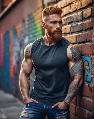 male model,ginger rodgers,austin stirling,edge muscle,muscular,lincoln blackwood,ryan navion,sleeveless shirt,muscle icon,danila bagrov,male elf,muscular build,austin morris,ginger,red ginger,triceps,male character,pompadour,beard,male person,Photography,Fashion Photography,Fashion Photography 12