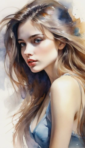 world digital painting,photo painting,digital painting,watercolor women accessory,portrait background,mystical portrait of a girl,young woman,art painting,fashion illustration,girl portrait,fantasy portrait,girl drawing,digital art,watercolor blue,fantasy art,girl in a long,watercolor background,boho art,blue painting,digital artwork,Illustration,Paper based,Paper Based 11