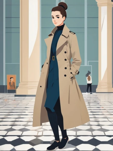 fashion vector,woman in menswear,long coat,overcoat,trench coat,coat,fashionable girl,fashion girl,paris clip art,vector girl,fashionista,coat color,fashion illustration,vector illustration,spy visual,woman walking,vector art,shopping icon,old coat,girl in a historic way,Illustration,Japanese style,Japanese Style 06