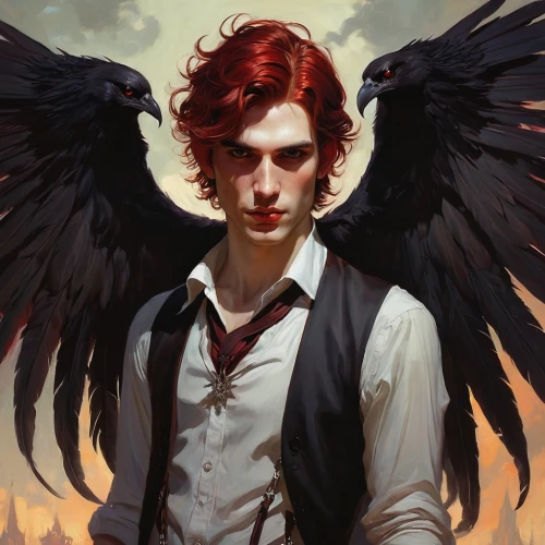 lucifer,business angel,dark angel,corvin,uriel,daemon,black angel,fallen angel,the archangel,robert harbeck,fawkes,black crow,archangel,griffin,black raven,angel of death,harpy,winged heart,fantasy portrait,angel and devil,Conceptual Art,Fantasy,Fantasy 18