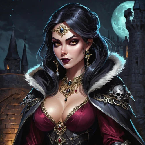 sorceress,vampire woman,fantasy portrait,vampire lady,fantasy woman,gothic woman,fantasy art,gothic portrait,caerula,queen of the night,sterntaler,dark elf,massively multiplayer online role-playing game,fantasy picture,blue enchantress,evil woman,the enchantress,elza,game illustration,lady of the night,Illustration,Abstract Fantasy,Abstract Fantasy 23