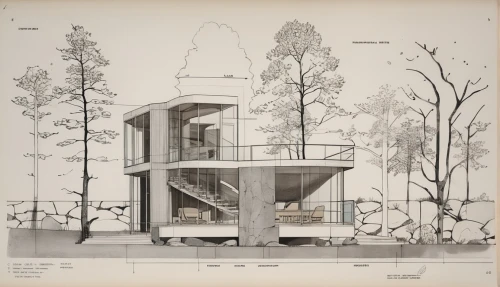garden elevation,tree house,timber house,observation tower,archidaily,stilt house,model house,tree house hotel,treehouse,the observation deck,architect plan,multi-story structure,observation deck,house drawing,ruhl house,house hevelius,landscape plan,cubic house,aviary,house in the forest,Unique,Design,Blueprint