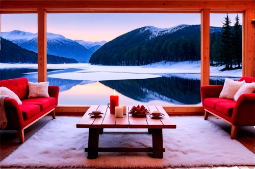 british columbia,lake louise,the cabin in the mountains,chalet,whistler,alpine style,winter window,winter house,snow house,warm and cozy,winter lake,christmas landscape,luxury property,snowed in,snowy landscape,chaise lounge,winter landscape,secluded,winter wonderland,snow landscape,Illustration,Realistic Fantasy,Realistic Fantasy 30