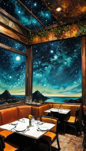 new york restaurant,alpine restaurant,fine dining restaurant,beach restaurant,star kitchen,japanese restaurant,drive in restaurant,atlantic grill,a restaurant,outdoor dining,japan's three great night views,ufo interior,rosa cantina,aquarium decor,starry sky,bistrot,salt bar,starscape,chalkboard background,diner