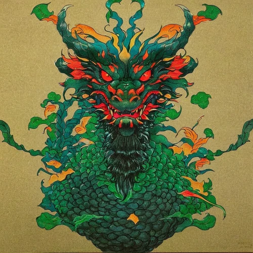 painted dragon,chinese dragon,dragon of earth,dragon design,green dragon,dragon,dragon li,forest dragon,chondro,barongsai,garuda,golden dragon,wyrm,dragon boat,basilisk,mandarin,black dragon,coral guardian,dragons,amano,Illustration,Japanese style,Japanese Style 18