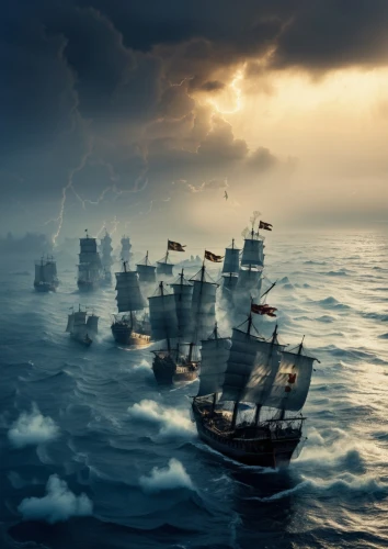 the storm of the invasion,hellenistic-era warships,naval battle,trireme,ship traffic jam,ship traffic jams,ship releases,viking ships,maelstrom,cube sea,east indiaman,galleon,sea storm,galleon ship,fantasy picture,piracy,sailing ships,caravel,mutiny,ironclad warship