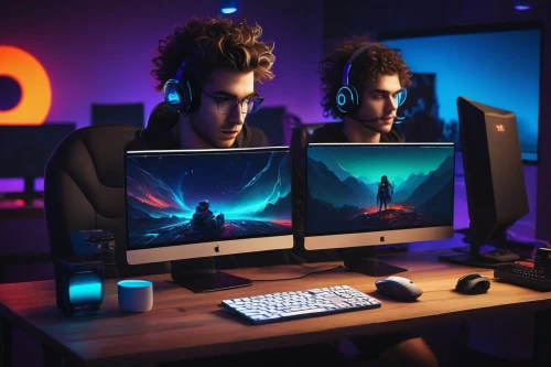 monitors,dual screen,pc,desktop computer,duo,photoshop creativity,computer addiction,lan,b3d,computer art,fractal design,computer freak,lures and buy new desktop,photoshop manipulation,computer graphics,cyberpunk,computer game,computers,computer workstation,setup,Illustration,Realistic Fantasy,Realistic Fantasy 18