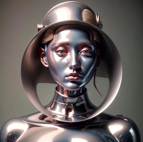 woman sculpture,artist's mannequin,art deco woman,humanoid,metal figure,c-3po,steel sculpture,bronze sculpture,head woman,wooden mannequin,decorative figure,cyborg,mannequin,robotic,bronze figure,chrome steel,ai,diving helmet,sculptor ed elliott,chrome