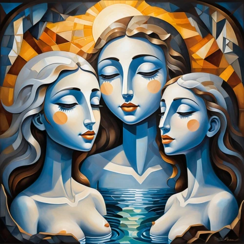 the three graces,sirens,holy family,baptism of christ,apollo and the muses,mermaid vectors,the mother and children,tour to the sirens,seven sorrows,mother and children,celtic woman,the zodiac sign pisces,oil painting on canvas,mermaids,cd cover,candlemas,sacred art,holy three kings,mother with children,synchronized swimming,Art,Artistic Painting,Artistic Painting 45