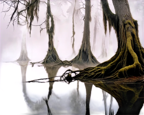 swampy landscape,swamp,bayou,the ugly swamp,ghost forest,spanish moss,weeping willow,tidal marsh,the roots of the mangrove trees,tree and roots,haunted forest,the roots of trees,wetland,elven forest,world digital painting,backwater,swamp birch,riparian forest,creepy tree,freshwater marsh,Illustration,Paper based,Paper Based 11