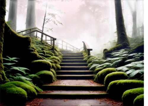 the mystical path,forest path,winding steps,the path,aaa,hiking path,wooden path,pathway,fantasy picture,stone stairway,elven forest,aa,photomanipulation,path,forest of dreams,green forest,tree top path,forest background,stairway to heaven,greenforest,Conceptual Art,Sci-Fi,Sci-Fi 23