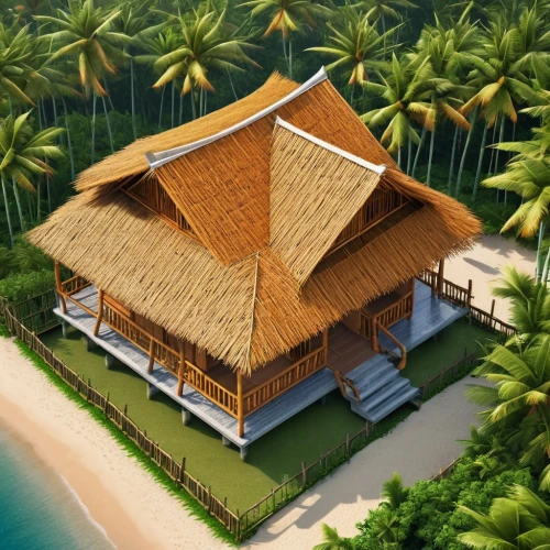 tropical house,holiday villa,beach resort,tropical beach,tropical island,coconut trees,traditional house,straw hut,island church,polynesian,palm field,huts,thatched roof,beach house,thatch roof,coconut palms,cabana,coconut tree,stilt house,floating huts,Photography,General,Realistic