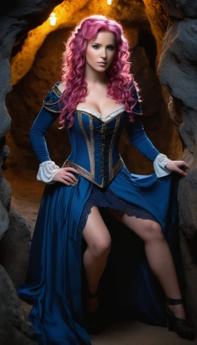 celtic woman,merida,cosplay image,celtic queen,blue enchantress,fantasy woman,sorceress,cinderella,sapphire,corset,fae,victorian lady,cybele,fairy tale character,bodice,ball gown,aphrodite,hoopskirt,the enchantress,steampunk,Illustration,American Style,American Style 07