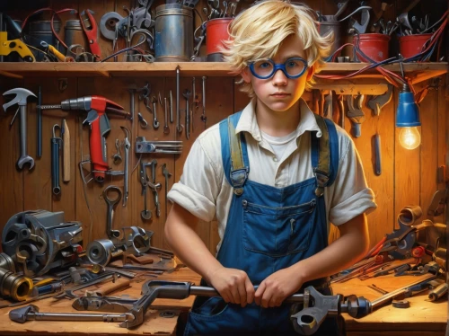 craftsman,a carpenter,carpenter,watchmaker,mechanic,repairman,tradesman,handyman,cutting tools,bicycle mechanic,blue-collar worker,woodworker,gunsmith,metalsmith,tools,toolbox,wrenches,blacksmith,workbench,shoemaker,Illustration,Realistic Fantasy,Realistic Fantasy 22