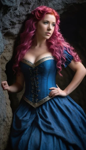 celtic woman,celtic queen,fantasy woman,cinderella,ariel,fae,the sea maid,blue enchantress,rapunzel,fairy tale character,victorian lady,bodice,corset,hoopskirt,little mermaid,rosa 'the fairy,cosplay image,the enchantress,faery,fantasy picture,Illustration,American Style,American Style 07