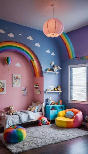 kids room,the little girl's room,children's bedroom,baby room,children's room,boy's room picture,children's interior,nursery decoration,rainbow color balloons,great room,rainbow clouds,children's background,nursery,interior design,room newborn,playing room,sleeping room,colorful balloons,baby bed,rainbow color palette,Photography,General,Realistic