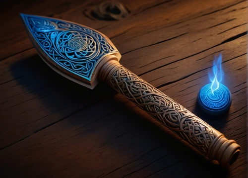 torchlight,scabbard,hunting knife,torch,flaming torch,king sword,excalibur,torch tip,dagger,thermal lance,burning torch,golden candlestick,lighted candle,dane axe,torch-bearer,blue lamp,scroll wallpaper,sword,candle holder with handle,scepter,Art,Classical Oil Painting,Classical Oil Painting 14