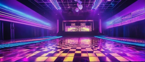 disco,nightclub,checkered floor,ballroom,stage design,circus stage,cinema strip,visual effect lighting,dance pad,dance club,scene lighting,floors,lasers,prism ball,theater stage,cube background,3d background,80s,laser,artistic roller skating,Illustration,Retro,Retro 18