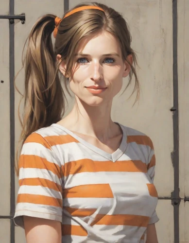 girl in t-shirt,portrait of a girl,girl portrait,young woman,girl in a long,girl with bread-and-butter,girl with speech bubble,the girl at the station,girl with cloth,the girl's face,portrait background,orange,clementine,striped background,girl in cloth,girl studying,girl drawing,oil painting,girl with cereal bowl,horizontal stripes,Digital Art,Poster