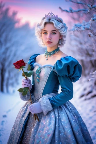 white rose snow queen,the snow queen,elsa,winter rose,suit of the snow maiden,cinderella,fairy tale character,winterblueher,princess anna,disney rose,princess sofia,frozen,fantasy picture,blue rose,victorian lady,a fairy tale,fairytale characters,fairy tale,romantic rose,winter dress,Art,Classical Oil Painting,Classical Oil Painting 08