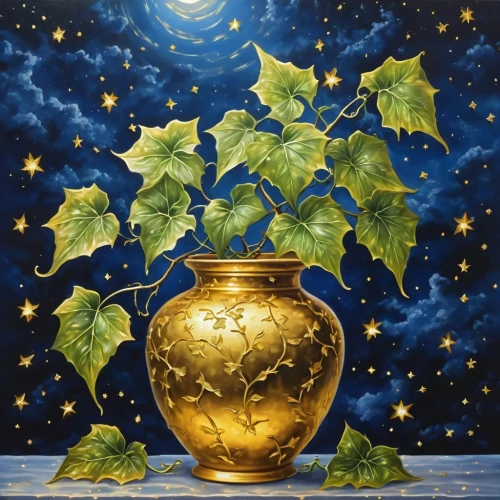 golden pot,moonflower,star of bethlehem,constellation lyre,tobacco the last starry sky,sacred fig,beach moonflower,golden apple,anahata,star-of-bethlehem,lemon tree,the star of bethlehem,constellation pyxis,nightshade plant,starry night,starflower,oil painting on canvas,fig tree,physalis,cluster fig tree,Photography,General,Realistic