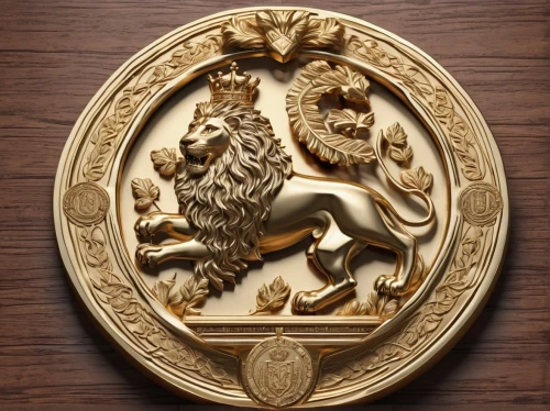 lion capital,escutcheon,heraldic animal,decorative plate,wood carving,wall plate,heraldic,crest,heraldic shield,carved wood,heraldry,national emblem,forest king lion,helmet plate,royal award,lion number,gilding,zodiac sign leo,national coat of arms,ornament,Illustration,Realistic Fantasy,Realistic Fantasy 43