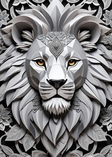 lion white,lion,white lion,lion head,stone lion,forest king lion,panthera leo,lion capital,two lion,heraldic animal,lionesses,lion number,zodiac sign leo,silver,african lion,crest,paper art,heraldic,barong,white tiger,Unique,3D,3D Character