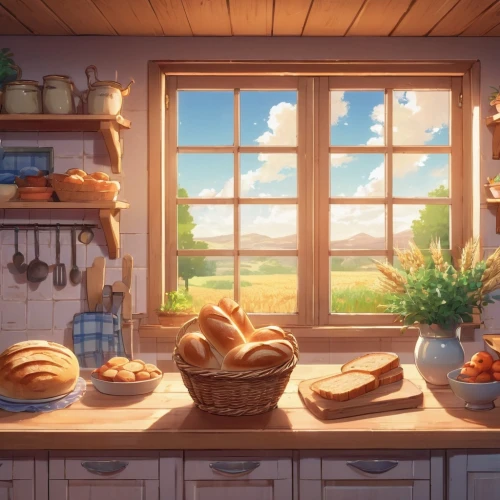 bakery,french digital background,breadbasket,kitchen,the kitchen,pastries,baking bread,breads,bread basket,star kitchen,breakfast table,big kitchen,bread spread,kitchen shop,pantry,bread time,fresh bread,freshly baked buns,bread,thanksgiving background,Illustration,Japanese style,Japanese Style 03