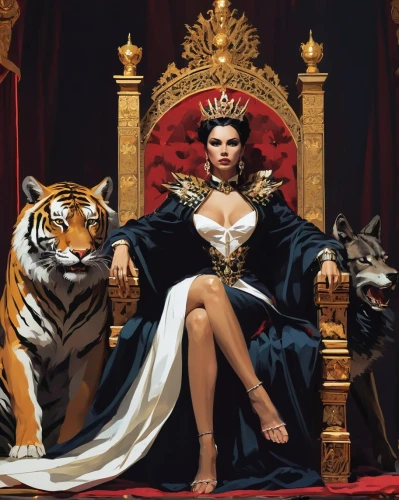 queen,monarchy,queen s,queen bee,brazilian monarchy,queen cage,royalty,the throne,royal tiger,throne,the ruler,queen crown,sphynx,she feeds the lion,cleopatra,queen of hearts,kingdom,holy 3 kings,regal,king,Conceptual Art,Fantasy,Fantasy 06