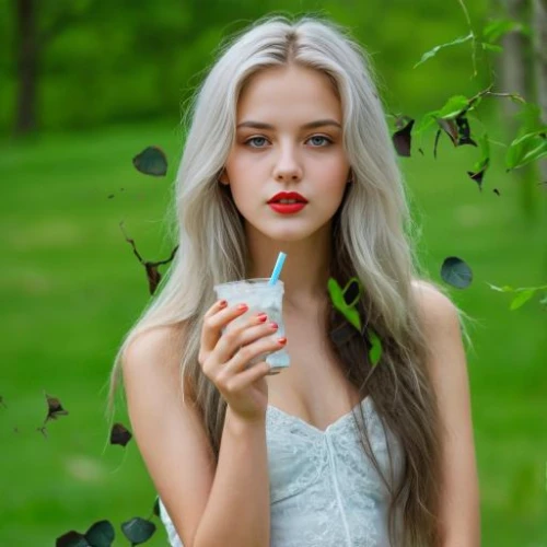 faerie,beautiful girl with flowers,white butterflies,butterfly background,fairy,faery,butterflies,garden fairy,fairy queen,white butterfly,butterfly white,gypsy moth,photoshoot butterfly portrait,white sip,pixie,butterfly,holding cup,sip,flower fairy,birch tree background,Female,Eastern Europeans,Straight hair,Youth adult,M,Confidence,Underwear,Pure Color,Dark Green