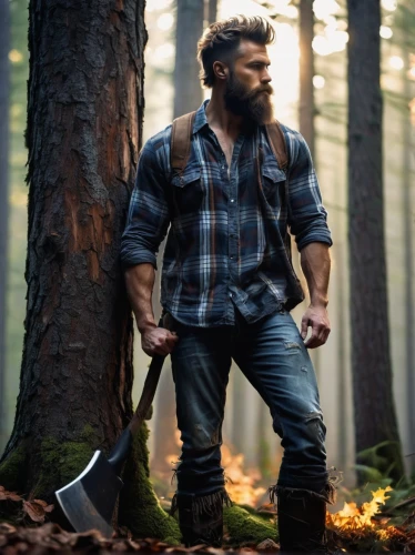 lumberjack,lumberjack pattern,woodsman,wolverine,farmer in the woods,brawny,forest man,wolfman,axe,mountaineer,cave man,buffalo plaid bear,dane axe,nordic bear,dwarf sundheim,bushcraft,thorin,pines,dwarf cookin,caveman,Conceptual Art,Oil color,Oil Color 08