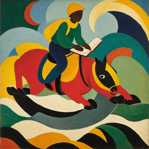 jockey,automobile racer,man and horses,khokhloma painting,regatta,forest workers,cross-country equestrianism,horse riders,skijoring,plough,side car race,riding school,cyclist,sledding,1926,1929,kayaker,hunting scene,farm workers,scooter riding,Art,Artistic Painting,Artistic Painting 27