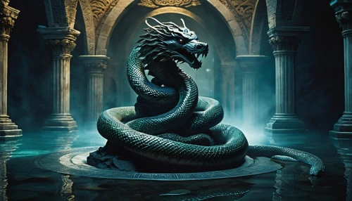 serpent,emperor snake,king cobra,basilisk,python,black mamba,anaconda,serpentine,blue snake,cobra,black dragon,wyrm,the throne,venomous snake,snake,water snake,atlantis,throne,thunder snake,hall of the fallen,Conceptual Art,Daily,Daily 04