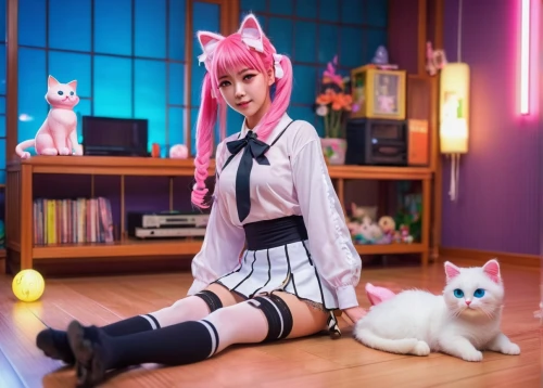 pink cat,cat kawaii,nyan,cat ears,cosplay image,kawaii,doll cat,cat's cafe,cute cat,anime japanese clothing,japanese kawaii,kawaii pig,kawaii patches,kat,luka,anime girl,jin deui,cosplay,pi mai,kawaii panda,Conceptual Art,Sci-Fi,Sci-Fi 28