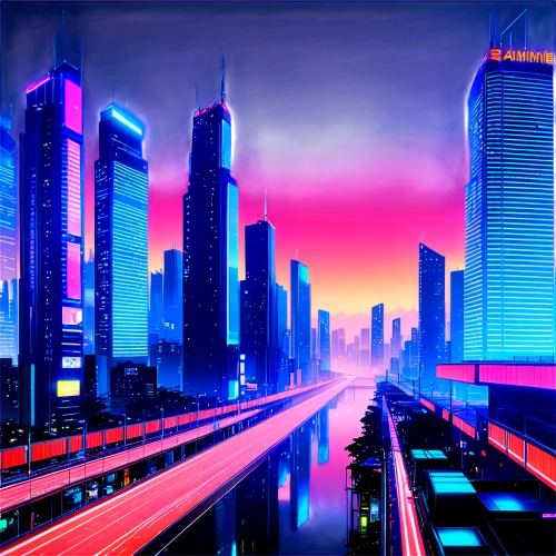 futuristic landscape,colorful city,cityscape,city scape,city highway,doha,fantasy city,city skyline,dubai,city at night,city cities,dusk background,wallpaper dubai,evening city,city lights,world digital painting,skyline,cities,metropolis,business district,Illustration,Japanese style,Japanese Style 03