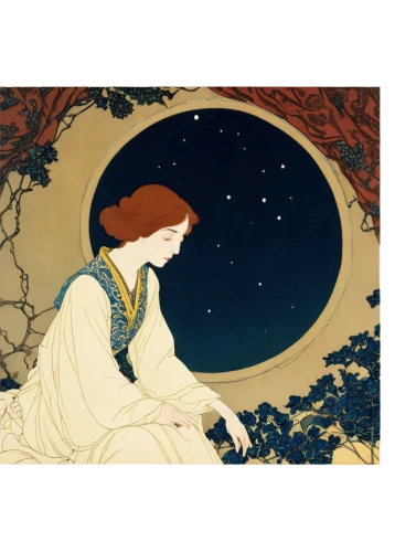 rem in arabian nights,mucha,alfons mucha,art nouveau,the sleeping rose,art nouveau design,kate greenaway,art deco woman,vintage illustration,cool woodblock images,rusalka,lillian gish - female,andromeda,amano,cosmos,fantasia,orientalism,moon phase,la violetta,merida,Illustration,Retro,Retro 17