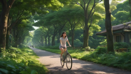 bicycle ride,woman bicycle,bicycle path,bicycle,bicycling,bicycle riding,studio ghibli,bicycle lane,road bicycle,cycling,bike path,bike ride,biking,cyclist,violet evergarden,girl walking away,bicycles,forest road,artistic cycling,tsumugi kotobuki k-on,Photography,General,Natural