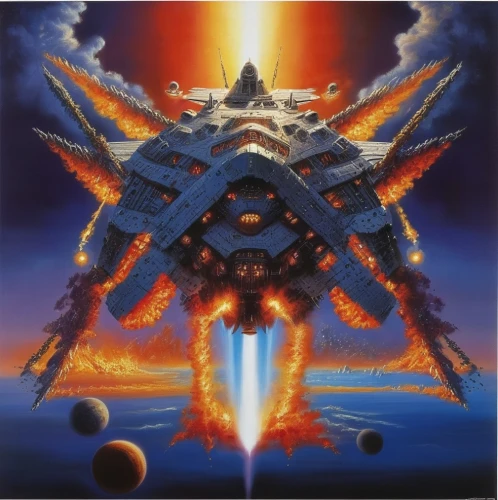 meteoroid,testament,1982,1986,spacecraft,meteor,seismic,starship,federation,overtone empire,fire planet,asteroids,asteroid,cyberspace,loudness,supernova,space voyage,volcano,space ships,vulcania,Illustration,American Style,American Style 07