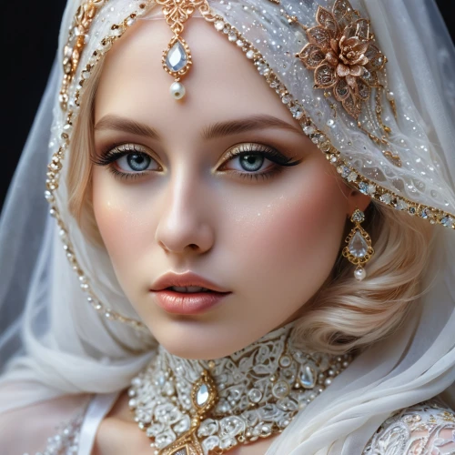 bridal accessory,bridal jewelry,bridal,bridal clothing,bridal veil,victorian lady,bridal dress,bride,indian bride,the angel with the veronica veil,romantic portrait,gold filigree,silver wedding,diadem,beautiful bonnet,blonde in wedding dress,porcelain doll,dead bride,white lady,mystical portrait of a girl,Art,Classical Oil Painting,Classical Oil Painting 23