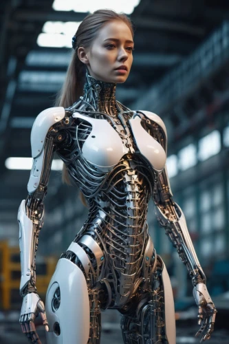 cyborg,exoskeleton,ai,biomechanical,cybernetics,humanoid,endoskeleton,artificial intelligence,terminator,women in technology,robotics,war machine,aluminum,metal implants,bodypaint,robotic,cyberpunk,automation,articulated manikin,futuristic,Conceptual Art,Sci-Fi,Sci-Fi 03